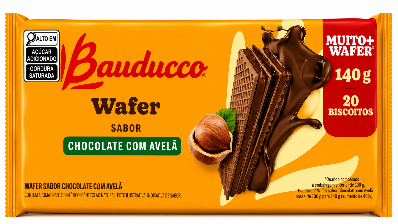 Biscoito Wafer Chocolate com Avelã Bauducco - 140g