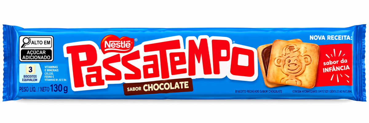 Biscoito Recheado Chocolate Passatempo Nestlé - 130g | Chocolate Filled Biscuits 130g