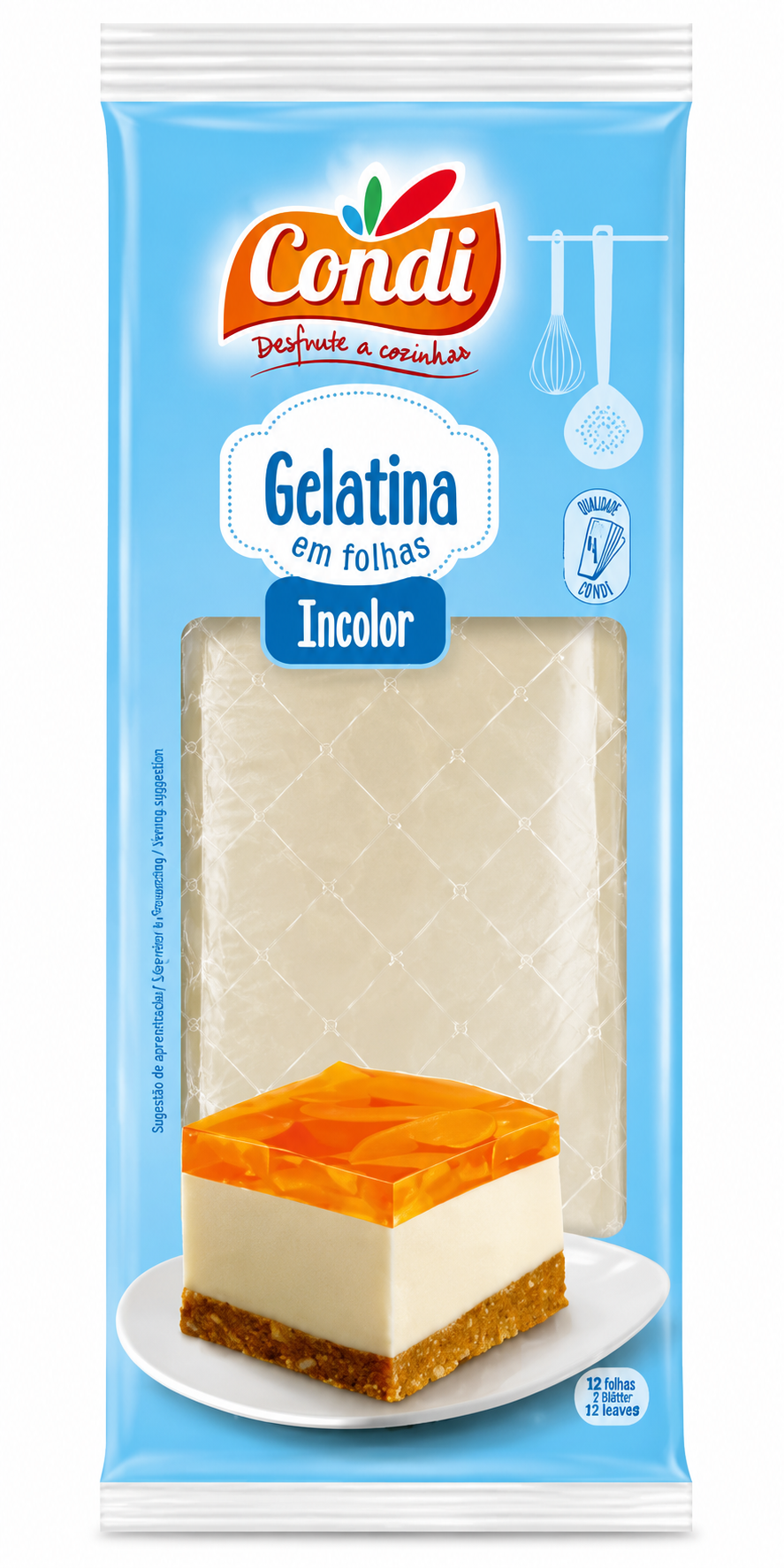 Gelatina Incolor em Folhas Condi - 8g