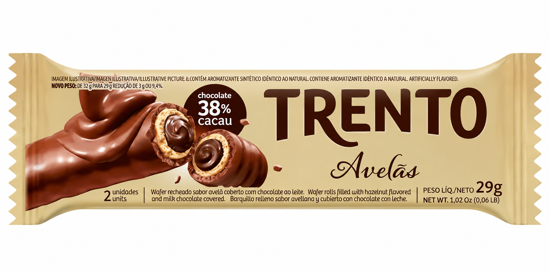 Chocolate Trento Avelã e Leite - 2 Unidades